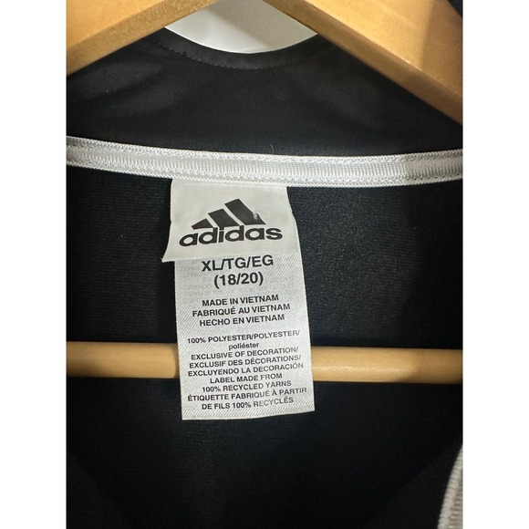 Adidas Track Jacket XL (18/20) Black White Stripe Full Zip Kids Activewear - Picture 2 of 3